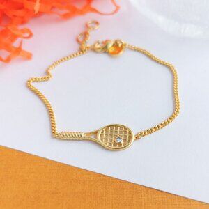 Authentic Julie Vos Tennis Racquet Gold Delicate Bracelet
